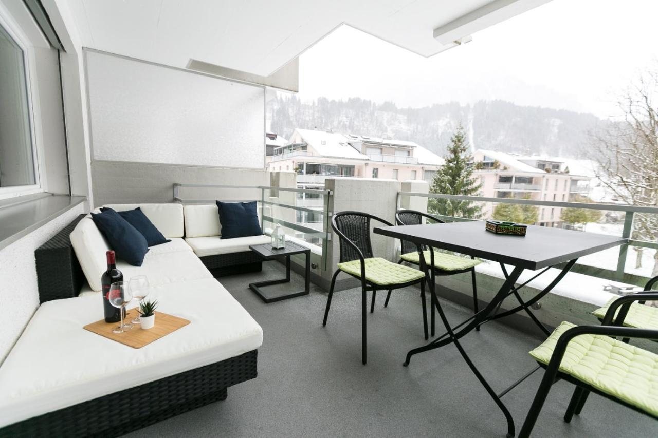 Spirit Apartments - Balkon - Bergsicht - Parkplatz Engelberg Eksteriør bilde